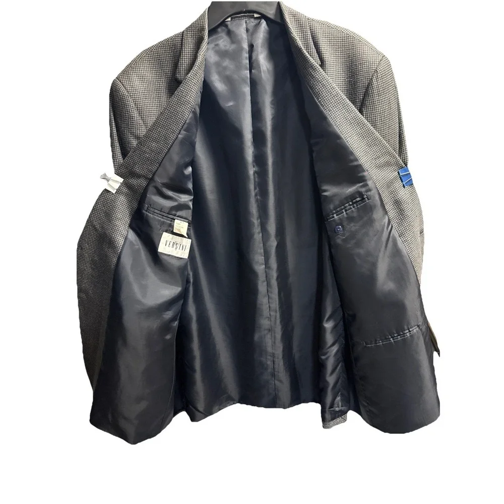 Versini‎ Mens Black Long Sleeve Notch Lapel Pockets Two-Button Blazer Size 44R